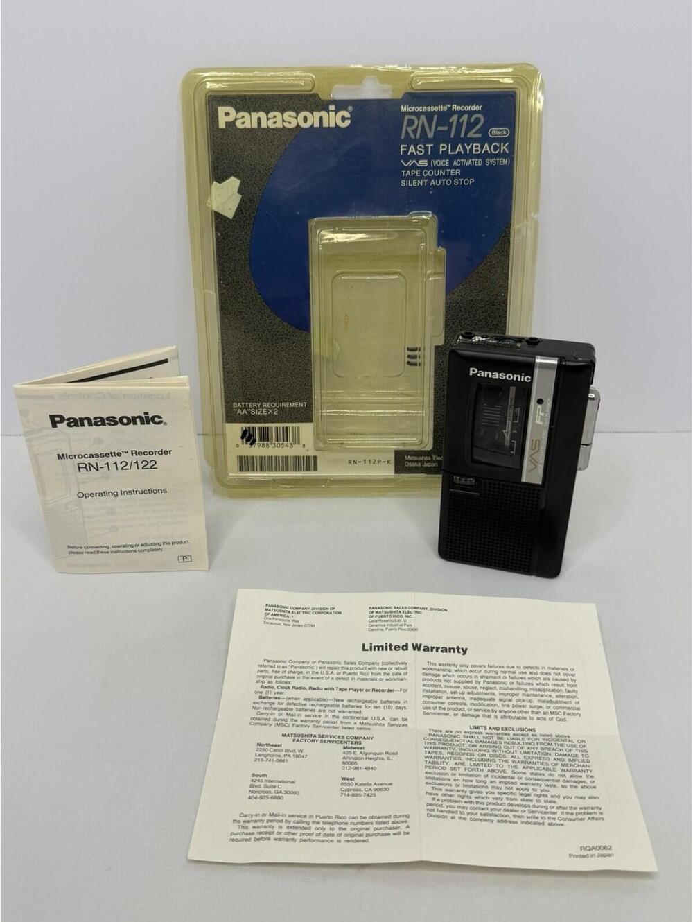 Panasonic RN-112 Microcassette Voice Recorder Fast Playback VAS P103